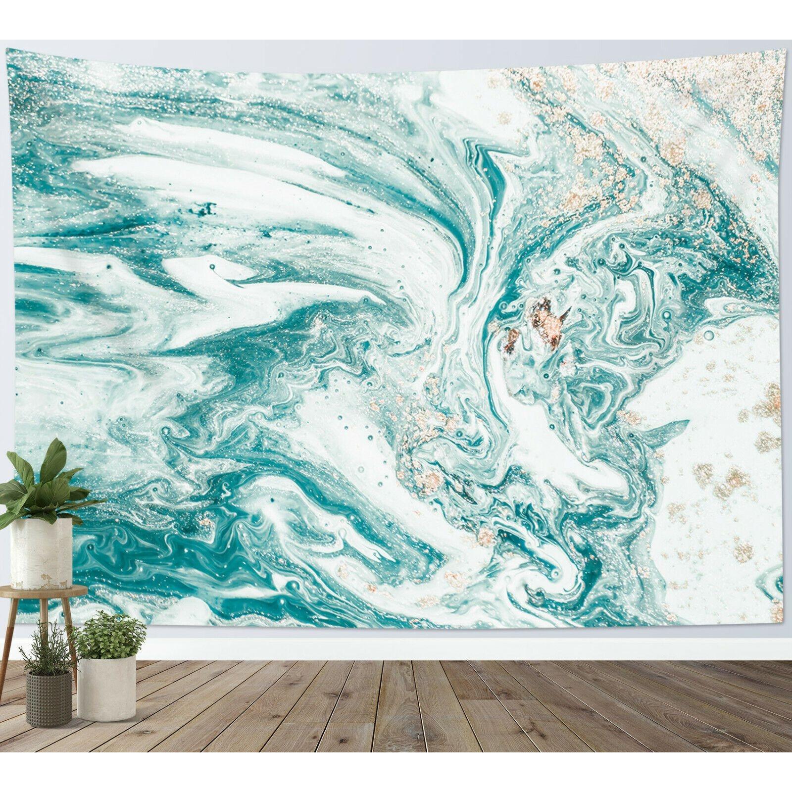 Tapestry turquoise marble modern abstract 75x100