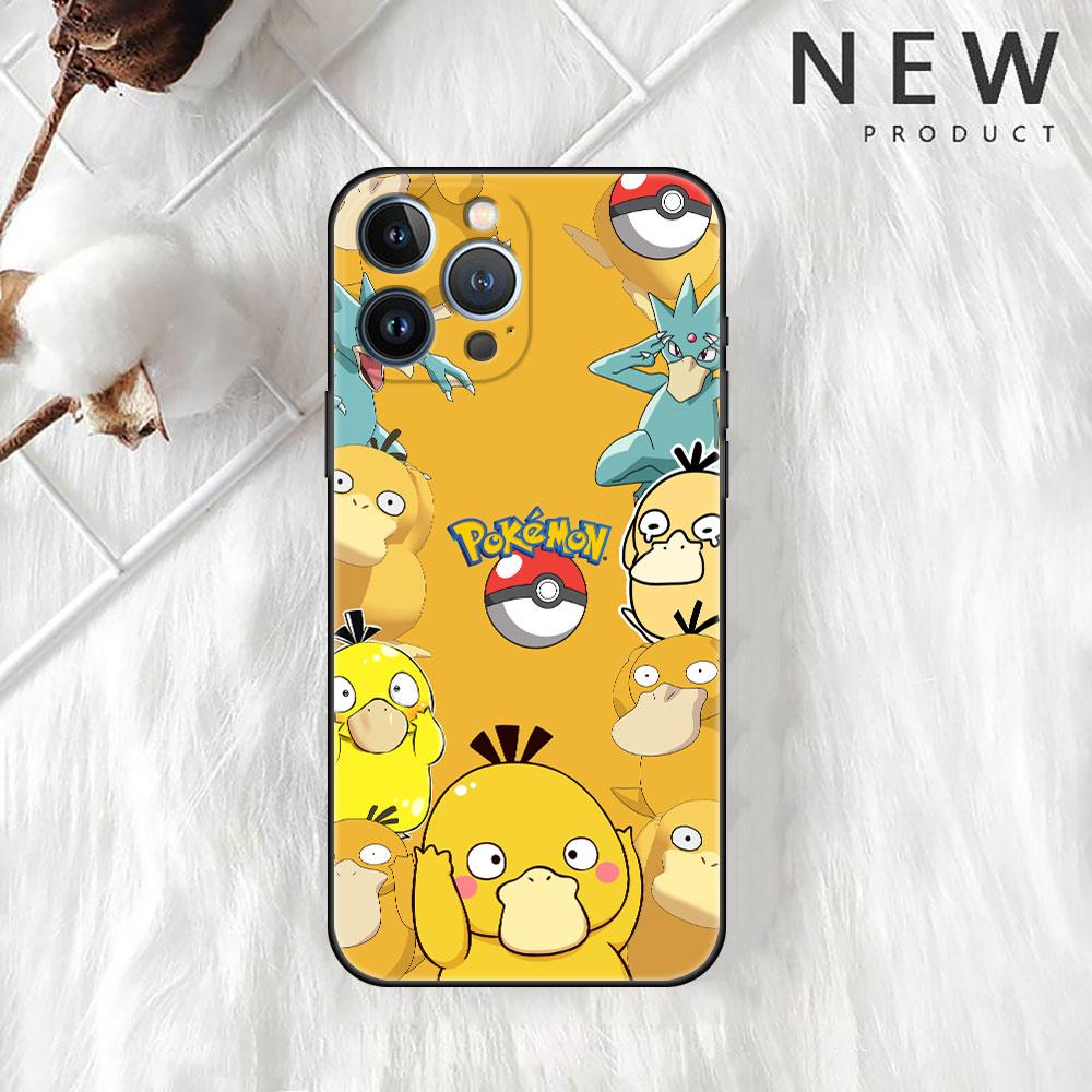 כיסוי לאפל אייפון 11 13 14 12 פרו 7 פלוס XR X XS מקס 6 6S 13 פרו מקס סיליקון שחור פונדה לטלפון פיקה פוקימון חמוד