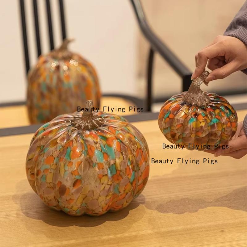 Glass Pumpkin Ornament Desktop Ornament Home Decoration Cartoon Pumpkin Shaped Ornament Halloween Decorations Glass Handicrafts