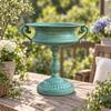 Vintage Pedestal Urn Planter with Ribbed Base Ornate Trophy-Style