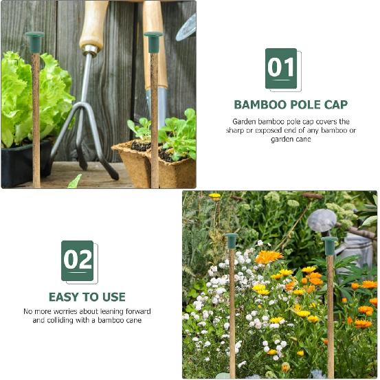 Happyyami 72Pcs Garden Safety Cane Caps Plastic Mushroom Rebar Safety Caps Tube Screw On Rebar Stakes for Garden Canes Green