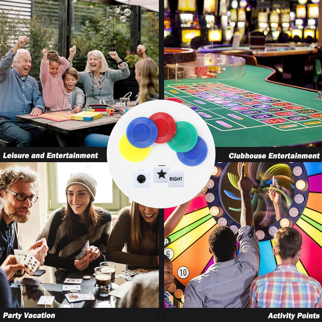 4 Pack Left Right Center Dice Game Prime Set Dices and Chips Left Right Game for Party Activity,drinking,gathering