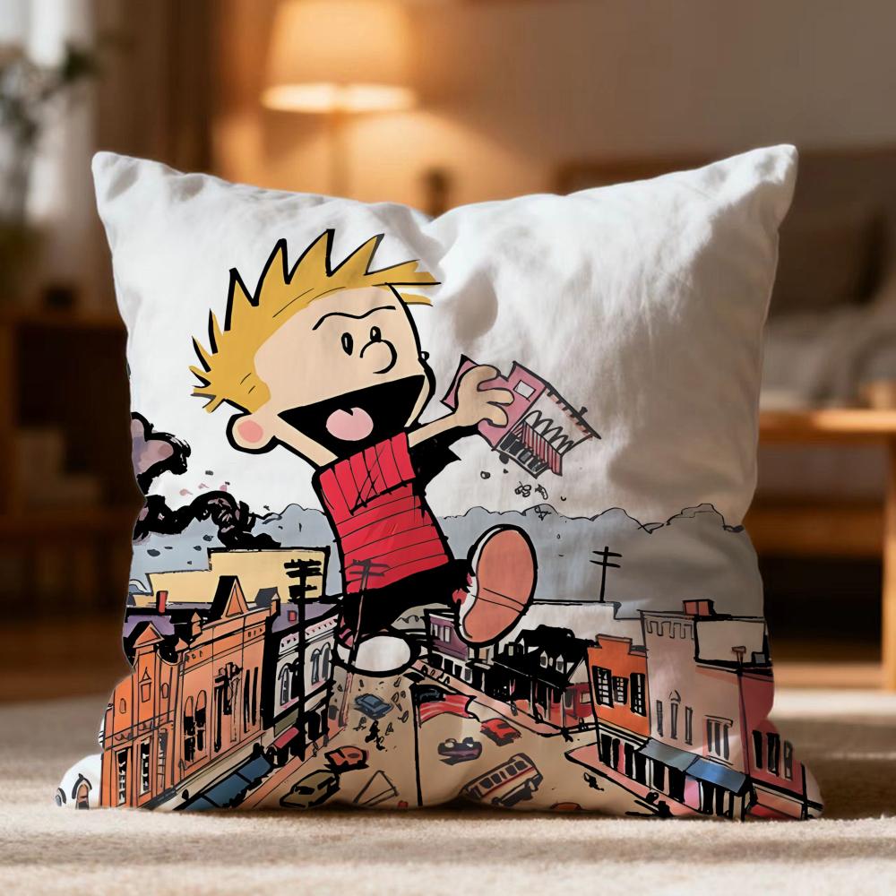 Hot CCalvin and Hobbeses Cushion Cover Soft Washable Pillow Case Multi-Scene for Couch Bed Travel Office Use