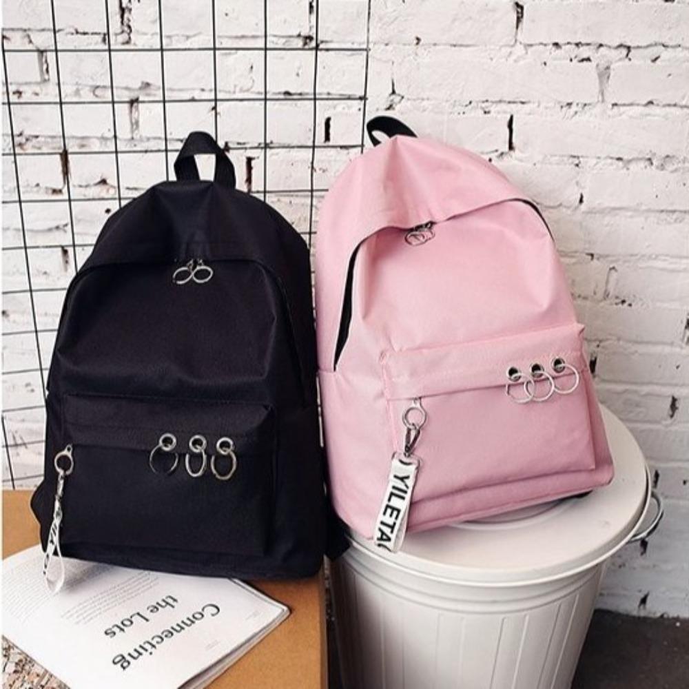 New trendy and cool casual backpack simple and fashionable solid color backpack men's and women's same canvas college style school bag