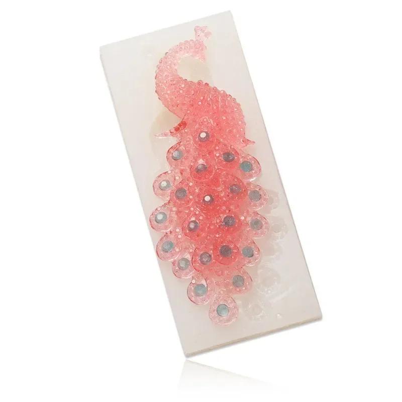 1 st påfågelprydnader berlockhalsband hänge silikon epoxiform dekorationsformar smyckestillverkningsverktyg för hartsform