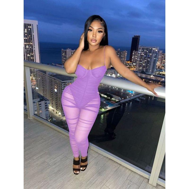 

Новый сетчатый полупрозрачный комбинезон на подтяжках Сетчатый прозрачный комбинезон на подтяжках 04 L