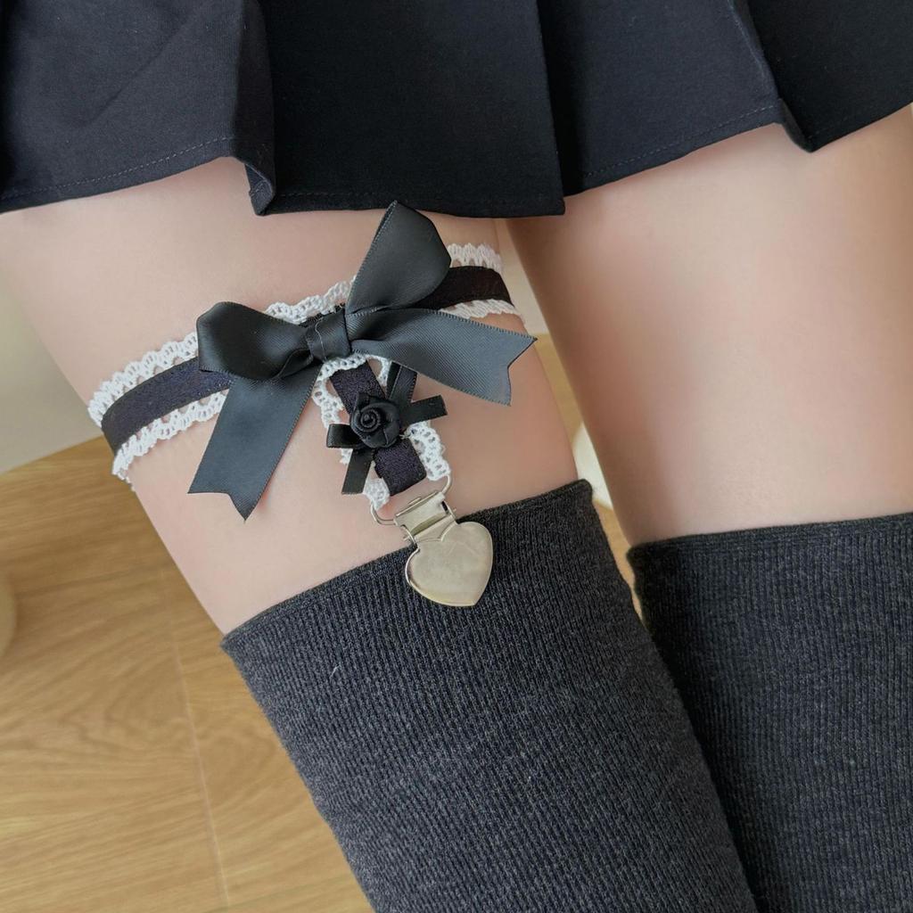 Love Heart Leg Ring Sweet Elastic Lace Leg Strap Simple Punk Hiphop Leg Ring Handmade Leg Accessories