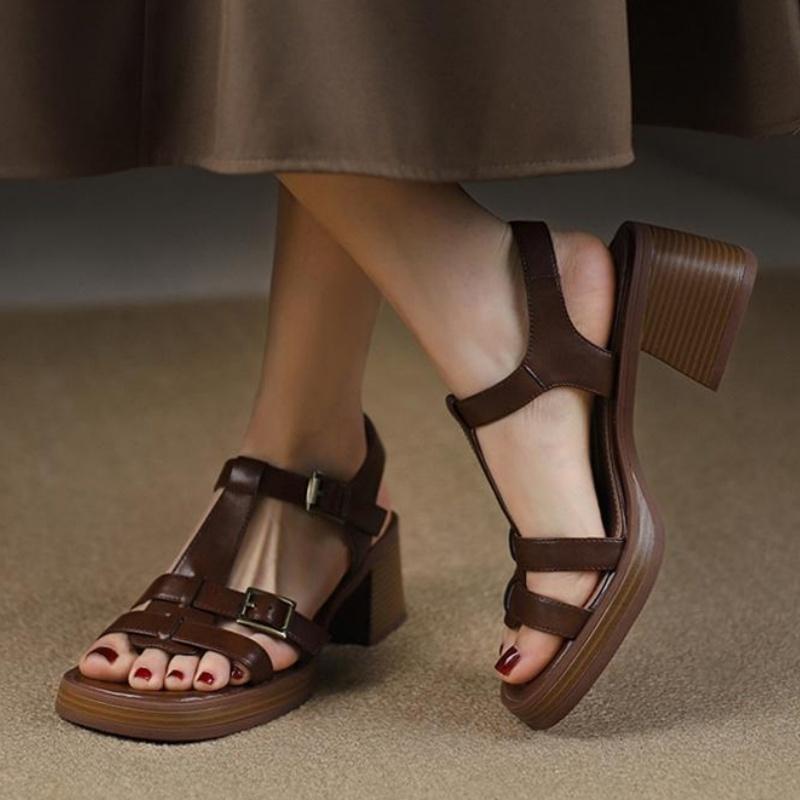 Fashion sandalias de mujer Women's Slippers Outdoor Heel Summer Soft Fabric High Heels Roman Fashion Women's Shoes Luxury Sandals