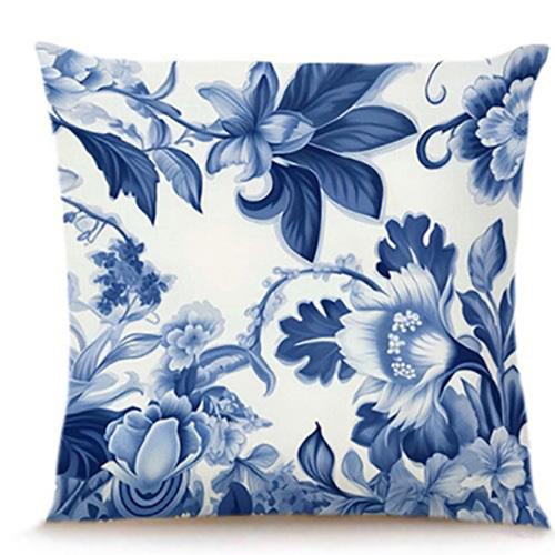 Blue and White Floral Pillowcase CharmSuitable for sofa car bedroom decorative cushion cover pillow cover