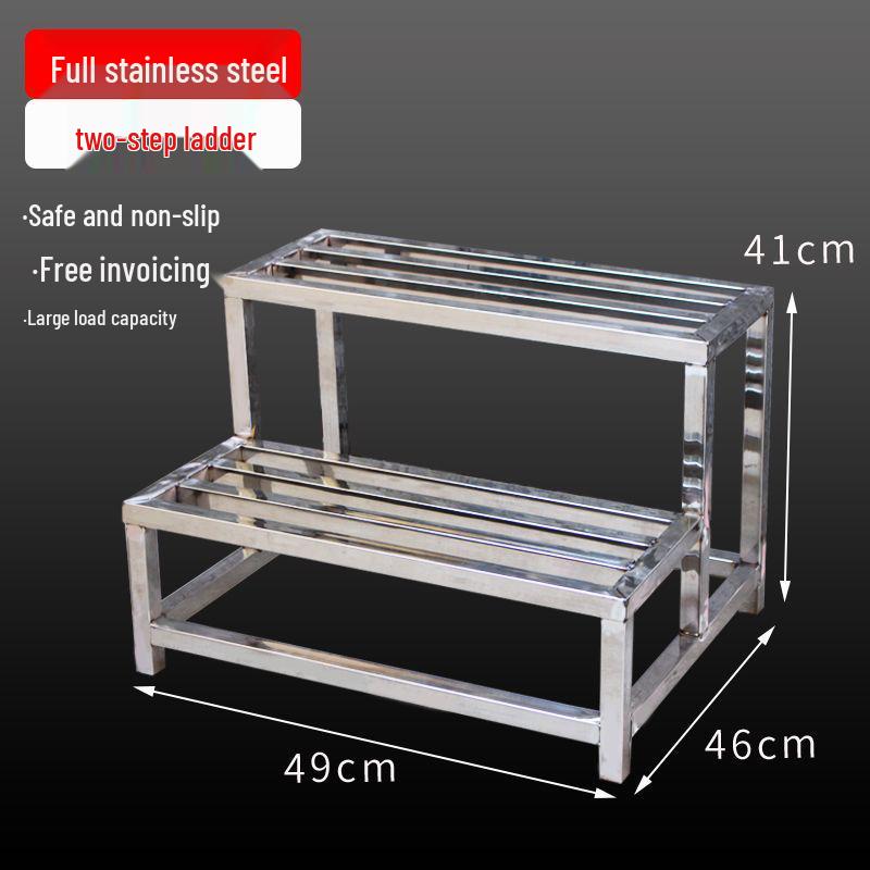 Stainless Steel 4-Step Height-Adjustable Ladder Footstool for Household & Hospital Use