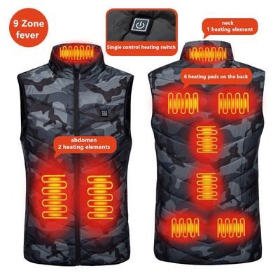 New Men'S Casual Stand Up Collar Outdoor Warm Electric Vest Winter Usb Port Intelligent Heating Sleeveless Coat(No Power Bank)