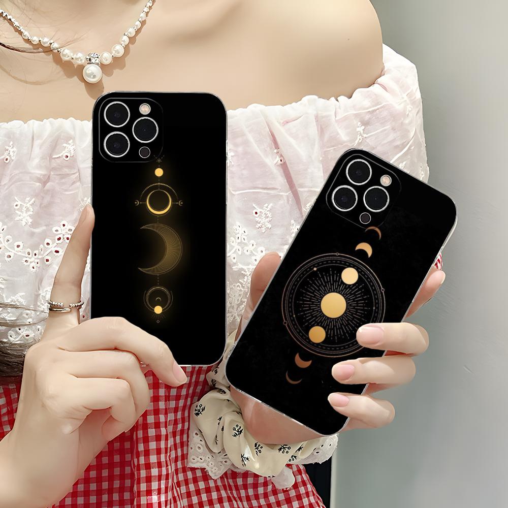 Sun Moon Mobile Cell Phone Case for iPhone 17 16 15 14 13 12 11 X XR XS Air Pro Max Plus Mini Clear Colorful Cover Cellphones