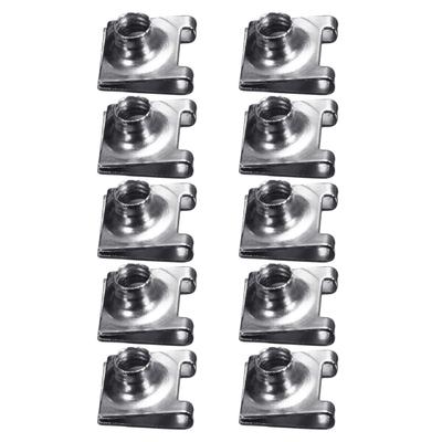 10pcs Number Plate Fixed Buckle 6mm Nuts Bumper License Plate Mounting U Type Clips Automotive Accessory