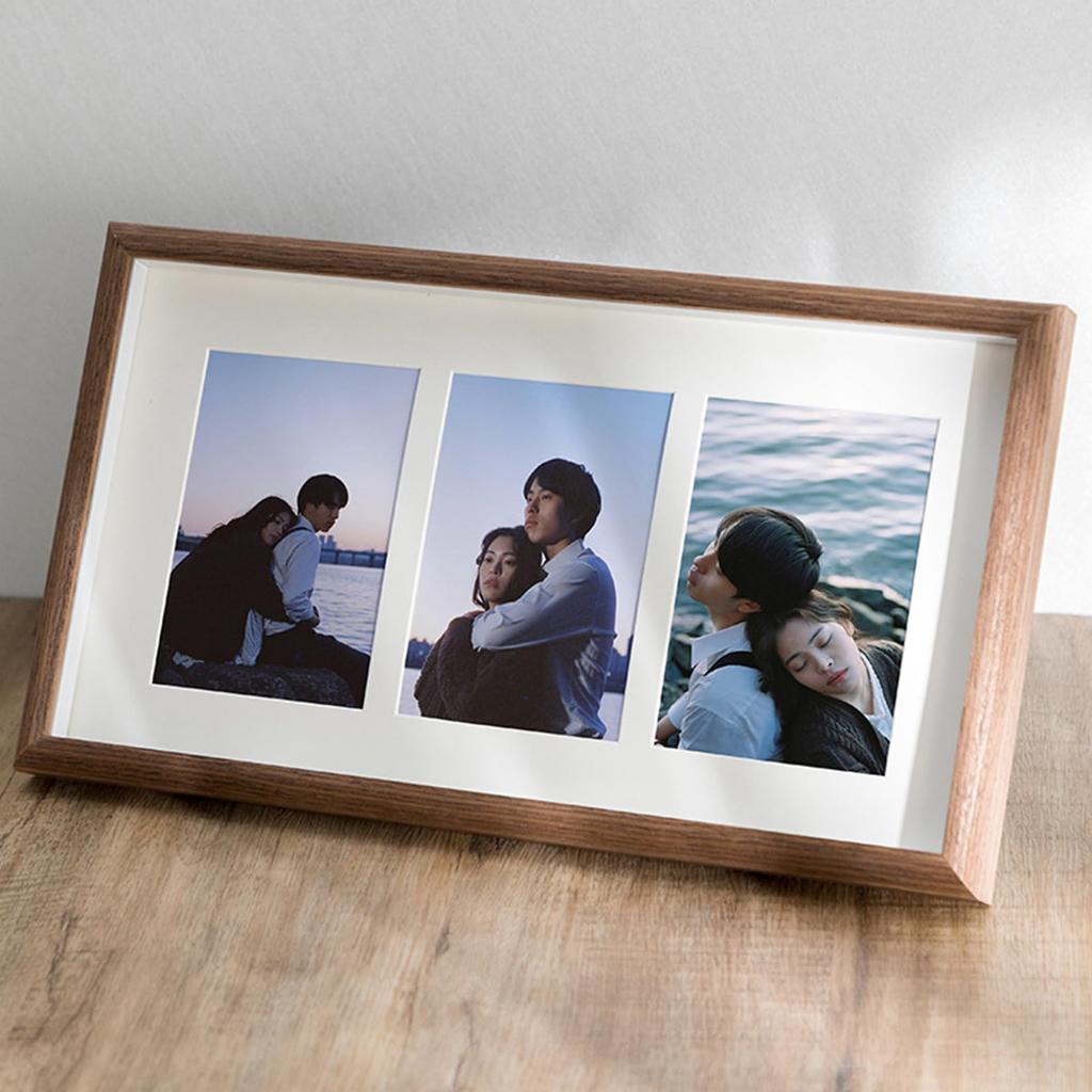 3 Opening Wood Collage Picture Frame - 4x6 Multi Photo Frame with Three Openings for Wall or Desktop Display, Rustic Brown Finish Family Photo Holder