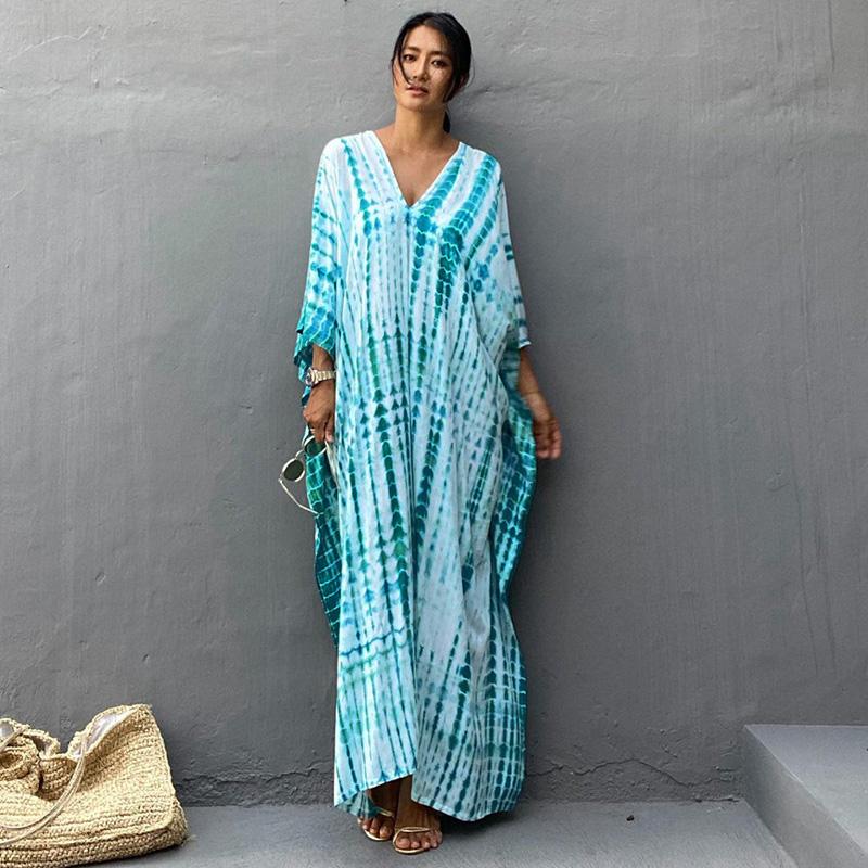 Šaty Bohemian Beach Kaftan pro ženy Barva na kravatu Letní Maxi Župan Letní Plavky Přikrývky Sváteční plavky