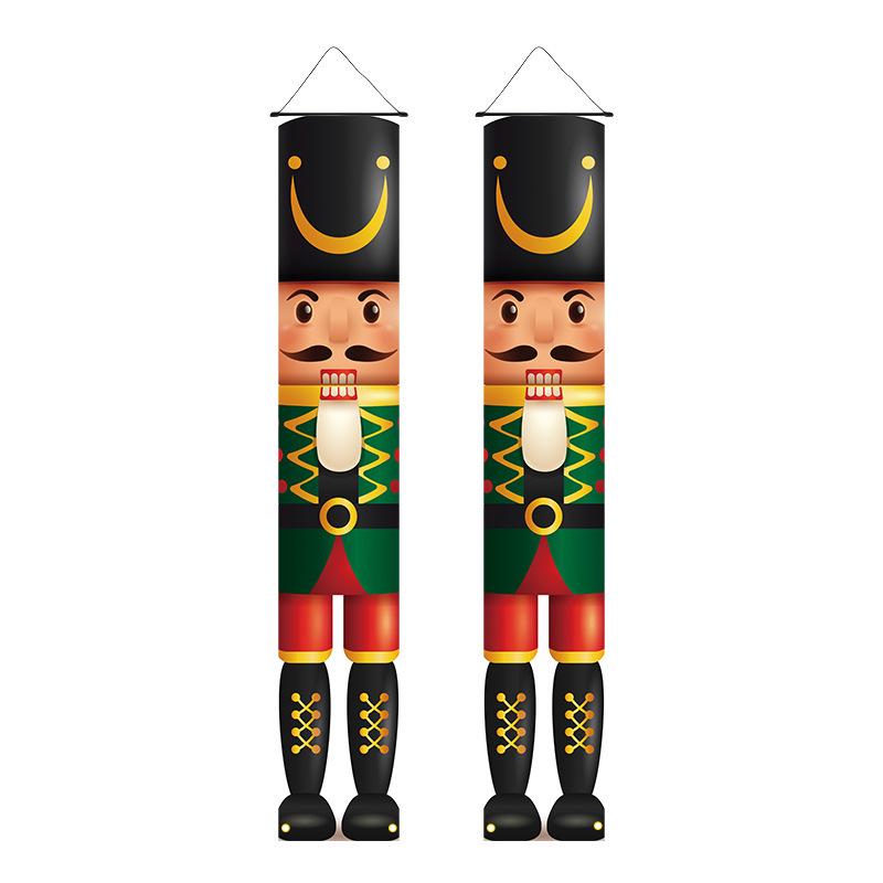 Christmas Nutcracker Couplets Door Curtain Flags | Festive Porch Decor