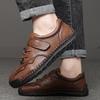 Men's Large Size Pure Hand-stitched Casual Rubber Leather Shoes Soft Sole Wedding Shoes 38-48