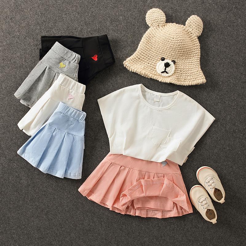 Fusta de vară pentru copii, mijlocii și mici, cu pantaloni de siguranță interioare Fuste uniformă pentru student