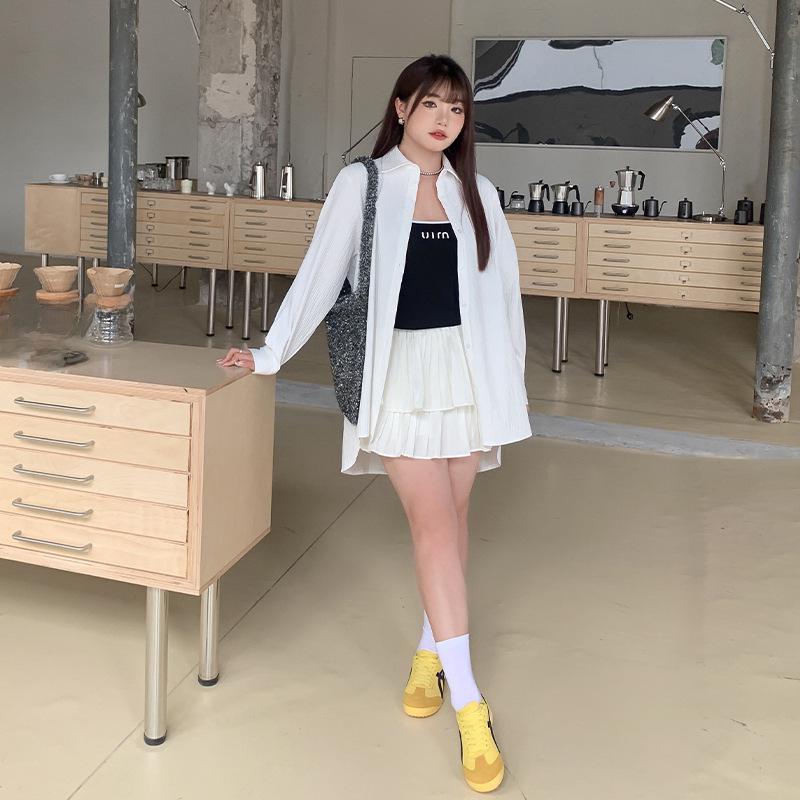 Women's Textured Spring Cardigan - Plus Size, High-Low Design, UV Protection (Style 62826)