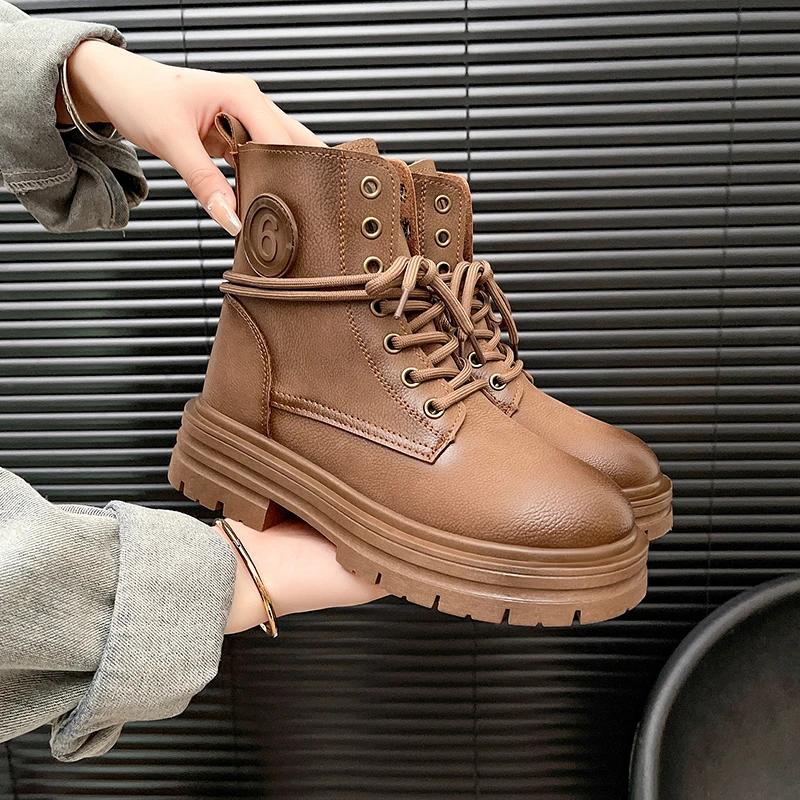 Fashion Platform Shoes Ankle Boots for Women 2024 Chunky Boots Women Ladies Shoes Stivali Black Boots Women Barefoot Shoes Zapatos Mujer