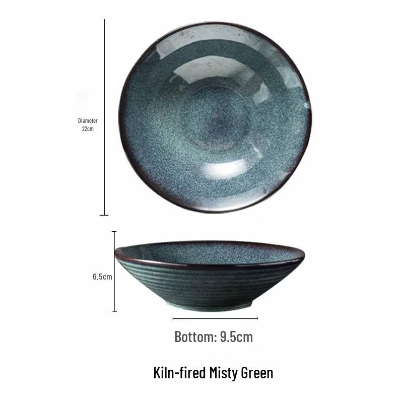 Nordic Kiln-Glazed Ceramic Noodle Bowl