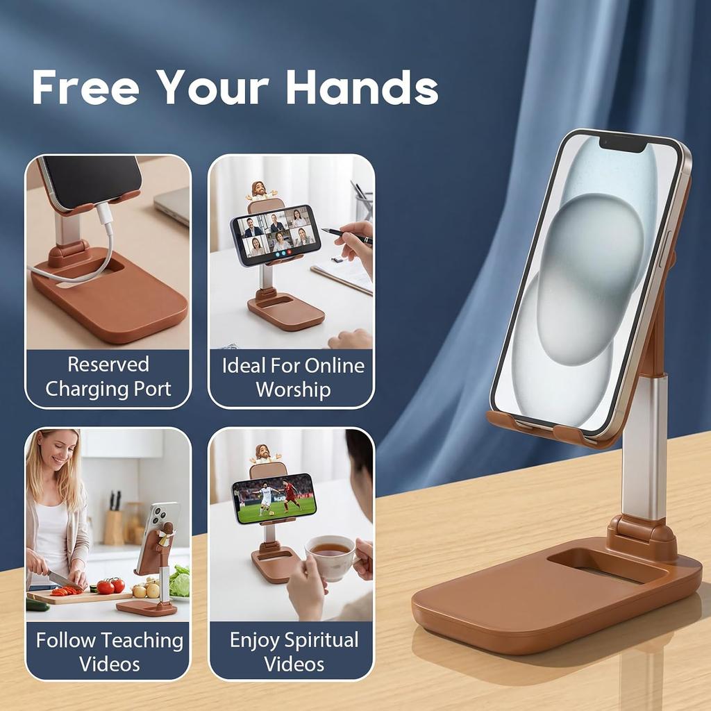 Phone Stands, Little Jesus Statue Adjustable Height and Angle Porta Celular para Cell Base, Sostenedor de Soporte