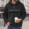 Men Fuzzy Sherpa Half Zip Drawstring Hooded Sweatshirt With Letter Print
