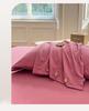 MUJI-Style Four-Piece Flannel & Washed Cotton Bedding Set with Buttoned Duvet Cover