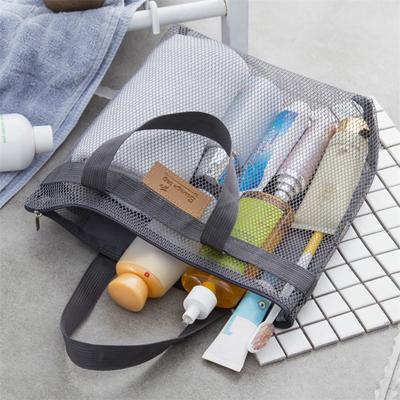 Sac de rangement de voyage en maille pour femme, sac de douche, sac de toilette de plage, sac à cosmétiques, sac à main, sac en maille, organisateur de produits de toilette, sac de rangement portable