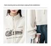 European Style Stand Collar High Waist Sweatshirt for Women - Plus Size, Slimming, Loose Fit, Short Top for Spring & Autumn 2025