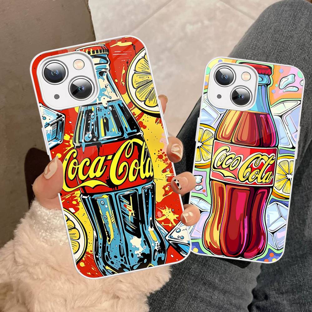 Hot C-Coca Drinks C-Cola Tempered Glass For Iphone 14 13 12 11 Pro Mini XS MAX 14Plus X XS XR Fundas