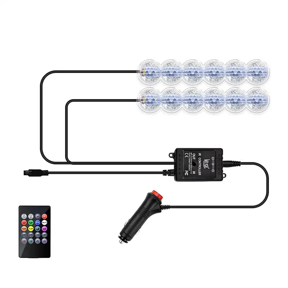 12 LED Car Interior Ambient Foot Light USB / Cigarette lighter LED Atmosphere Decorative Lamp LED Foot Light Kit Car Accessories