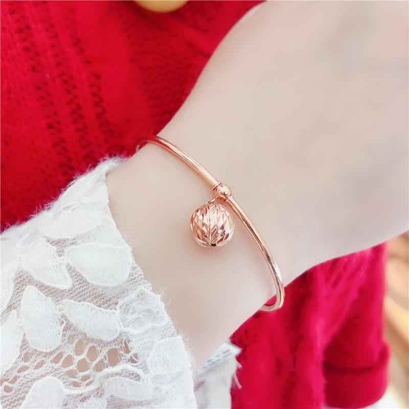 Purple Gold Plated Rose Gold Simple Fashion Generous Temperament Color Gold Color Gold Laser Ball Bracelet (about 18cm)