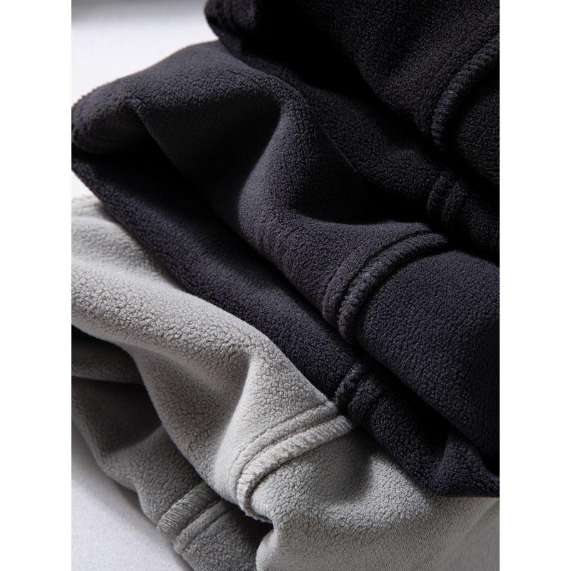 Fleece-Lined Warm Casual Pants for Men, Winter Thick Loose Wide-Leg Long Pants with Drawstring, Relaxed Lazy Style Straight-Leg Sweatpants