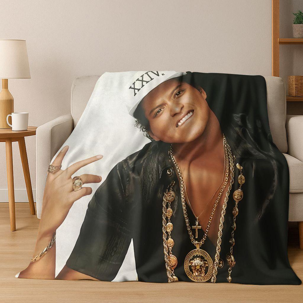 3D Bruno Mars Superstar Flanelldecke, kuschelweiche Überwurfdecke für Zuhause, Schlafzimmer, Bett, Sofa, Picknick, Büro, Geschenk für Kinder