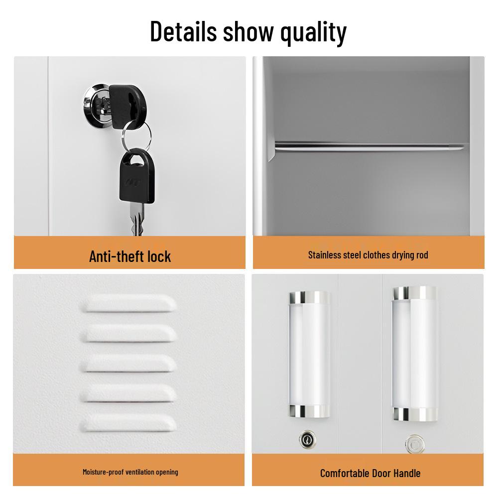 Multi-Door Steel Storage Locker with Lock for Dorm, Bathroom, or Apartment