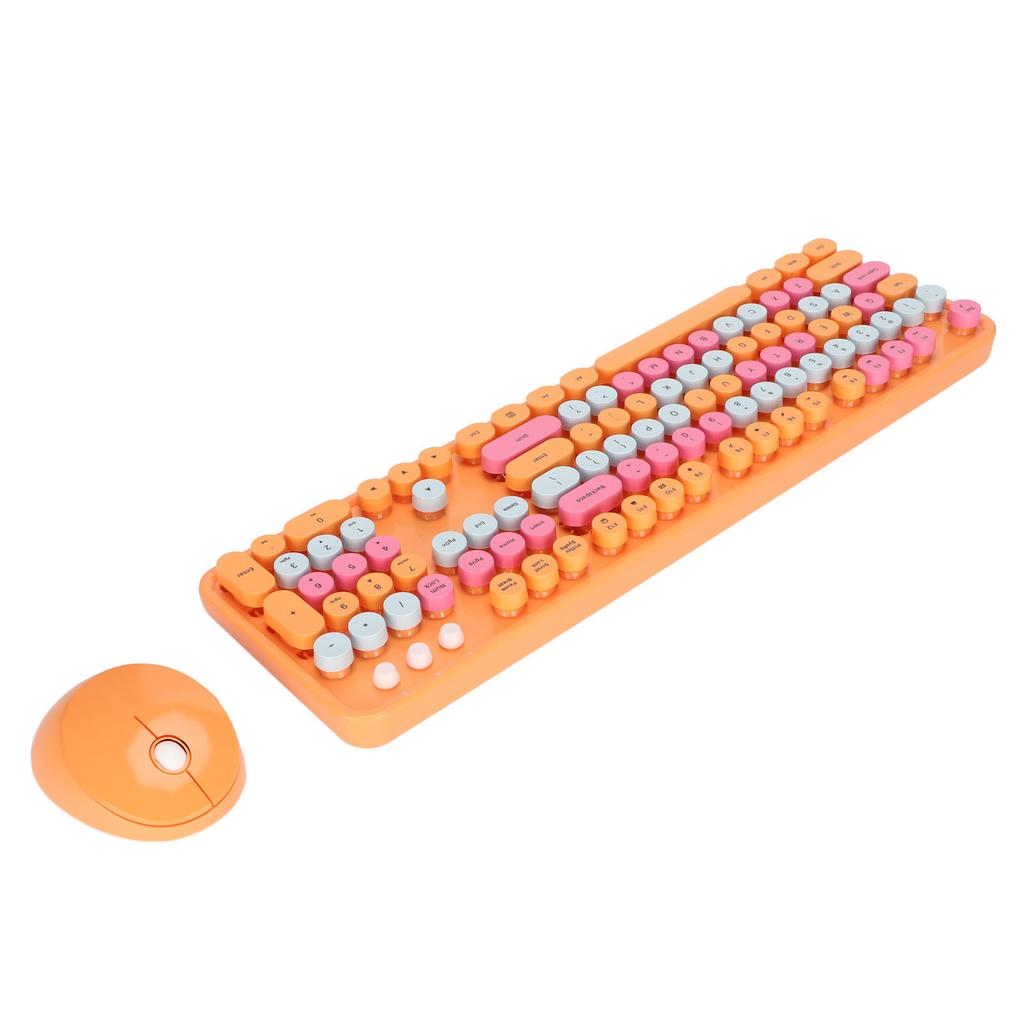 Wireless Keyboard Mouse 104 Keys Ergonomic Cute Desktop Game Keyboard Mouse Kit for Girls for Home Work Gaming