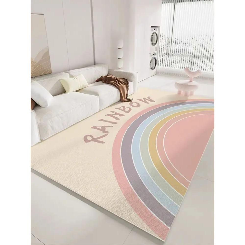 Light Luxury Crystal Pile Carpet Living Room Sofa Tea Table Bedroom Waterproof Wipeable Washable No Care Floor Mat