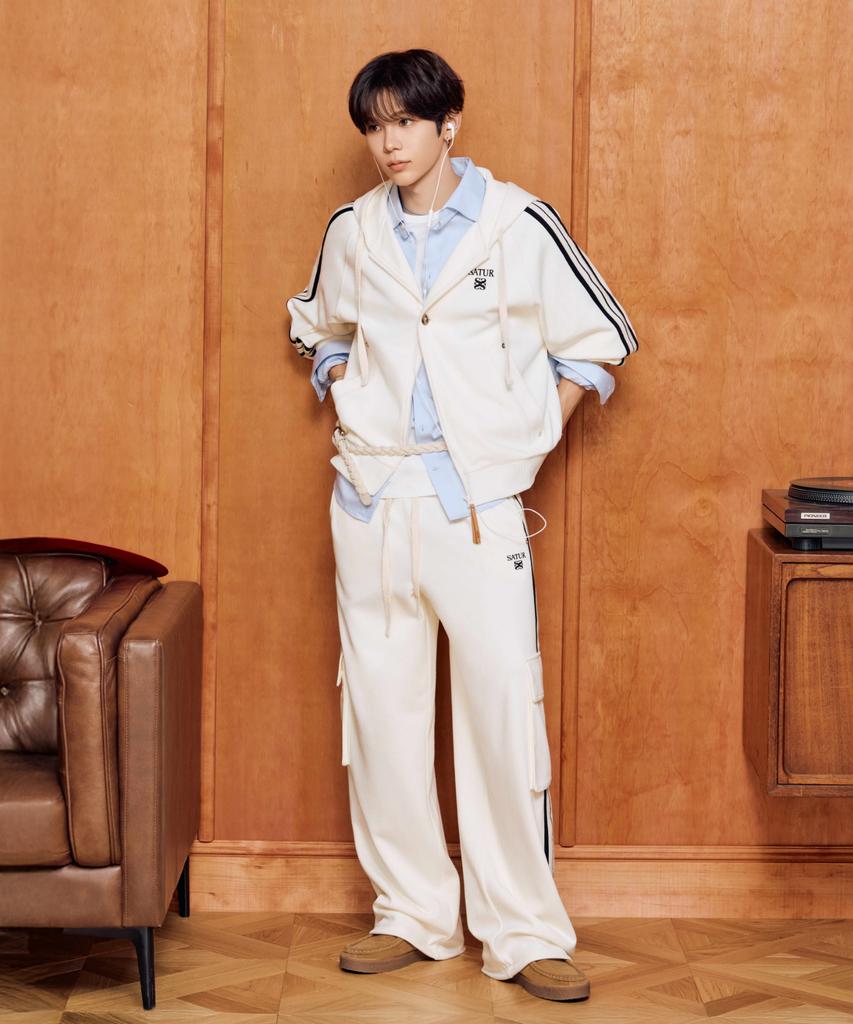 Seteo Roton Cargo Track Pants Cream Black