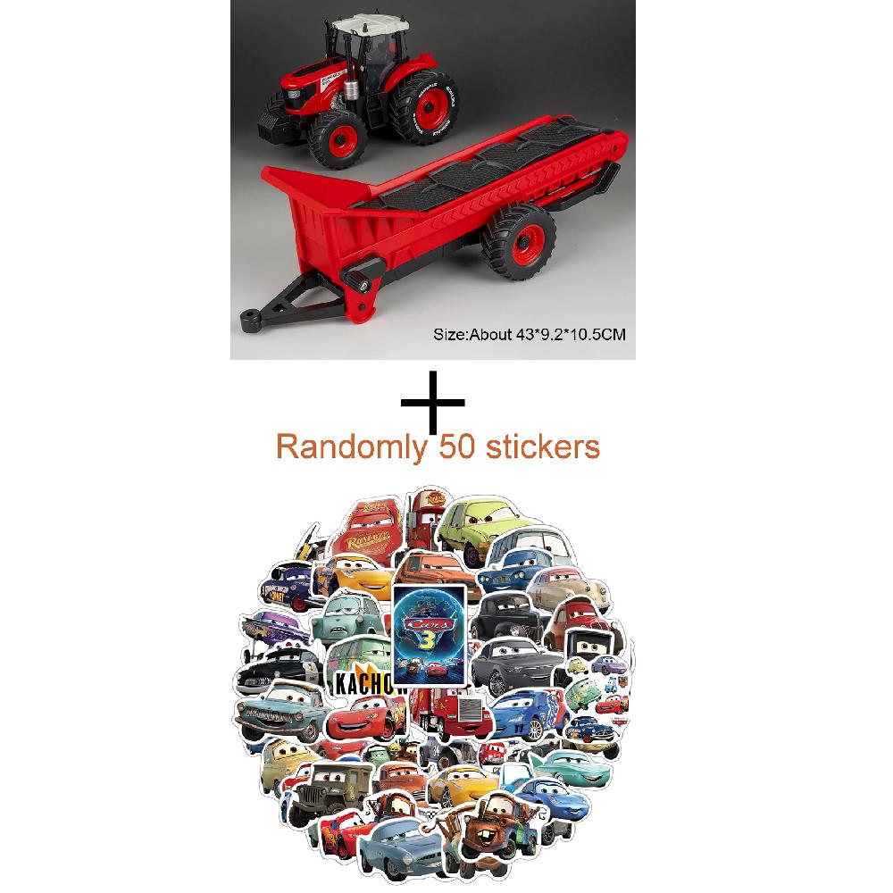 1:24 Scale Agricultural Conveyor Belt Alloy Tractor Model Toy Metal Body Rubber Tire Wheel Steering Miniature Models Hobby Gifts