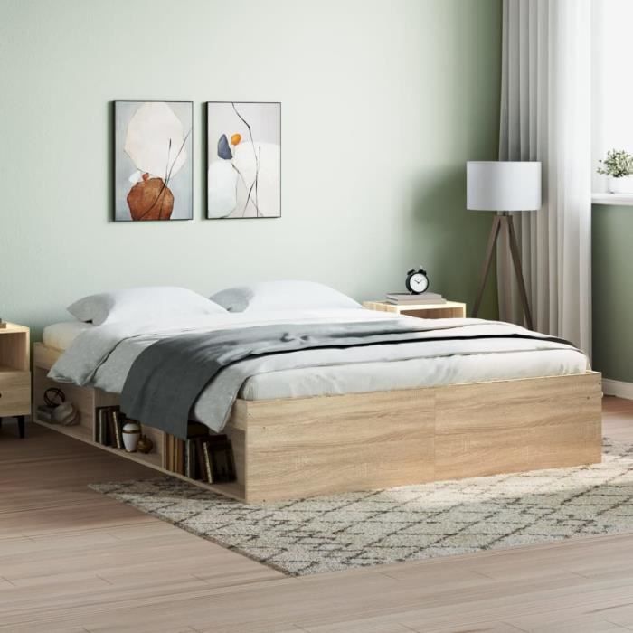 VidaXL Cadre de lit chêne sonoma 140x190 cm 3203903