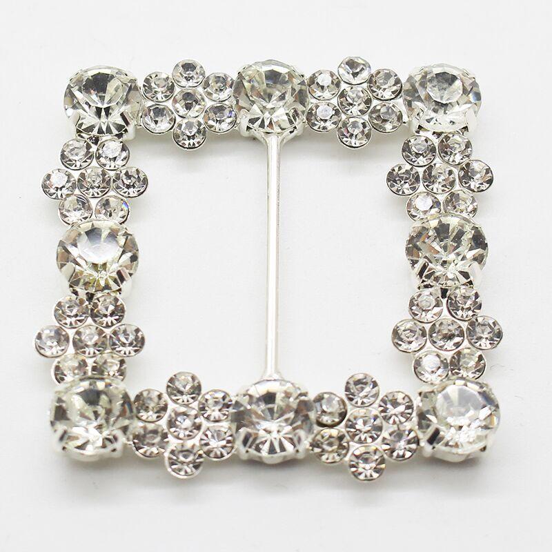 New 45X45MM 2Pcs Fashion Square Crystal Rhinestone Buckles Wedding Invitation Card Decoration DIY Hair Accessories