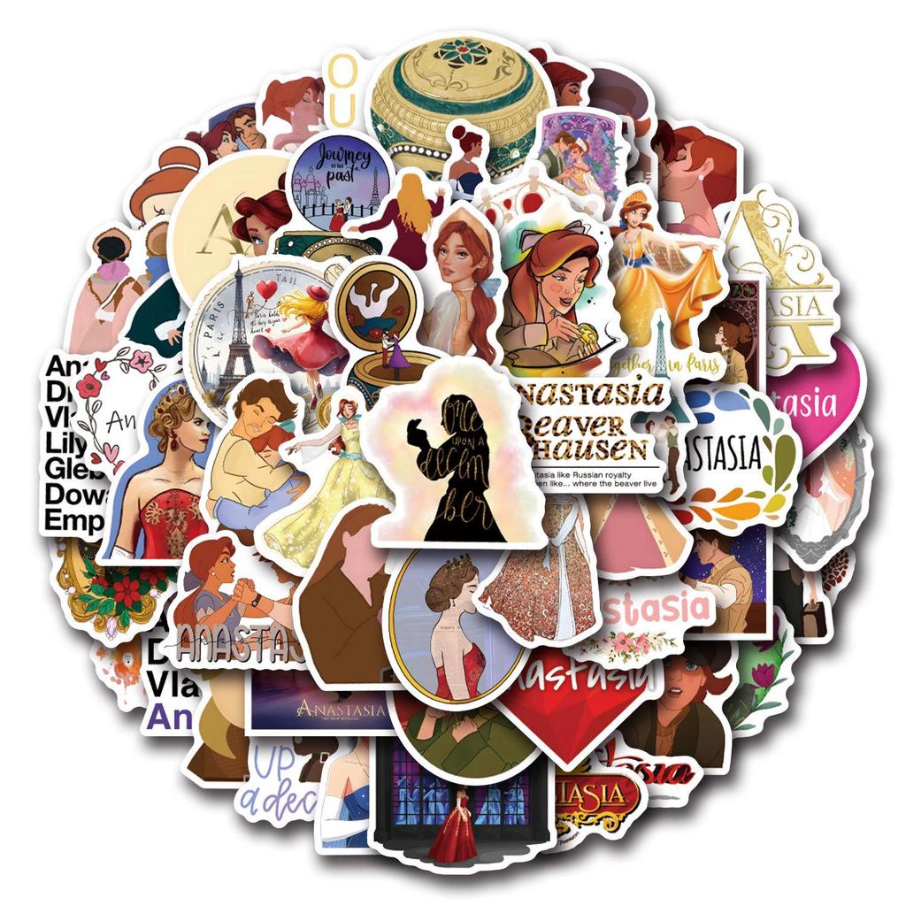 55-Piece Anastasia Graffiti Sticker Set for DIY Decoration - Waterproof for Bottles & Suitcases