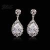 Zircon Pendant Necklace Crystal teardrop and Earrings Set for Women