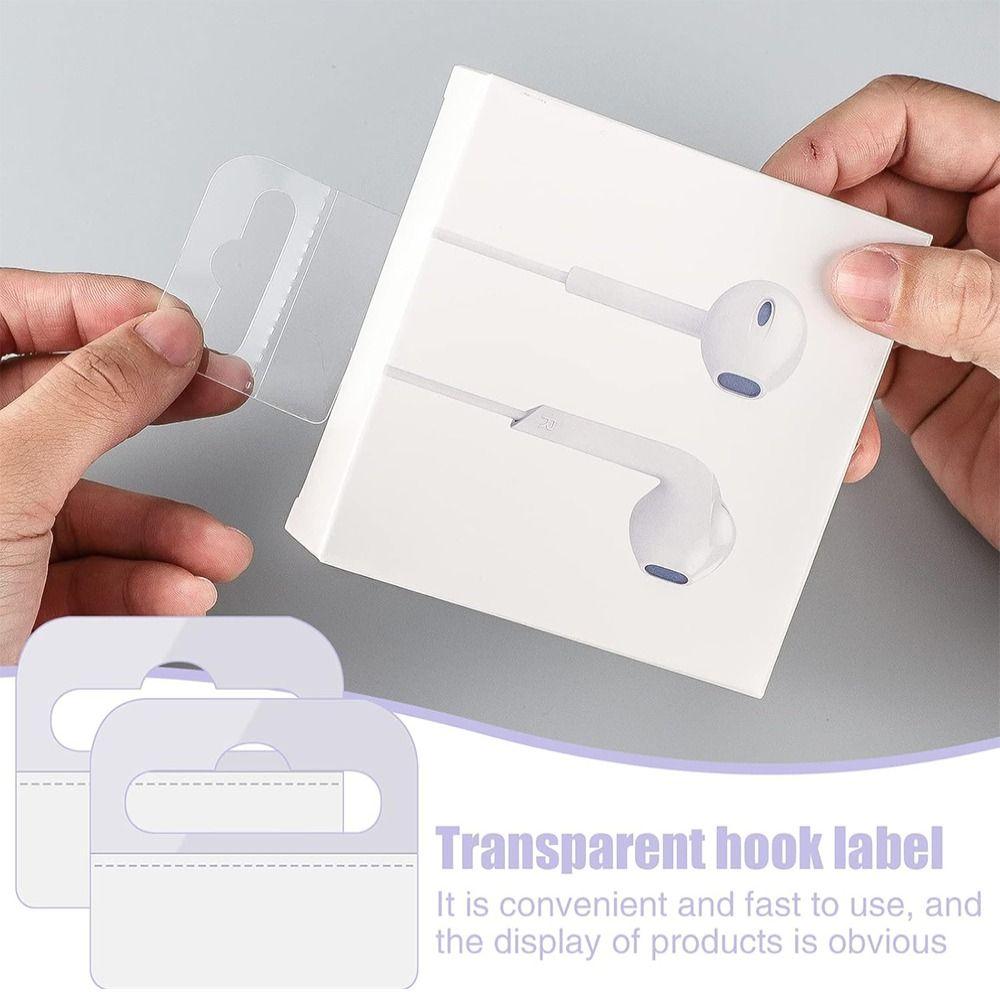 100PCS Self-Adhesive Plastic Hanging Tags PET Plastic Store Retail Hang Tabs Retail Display