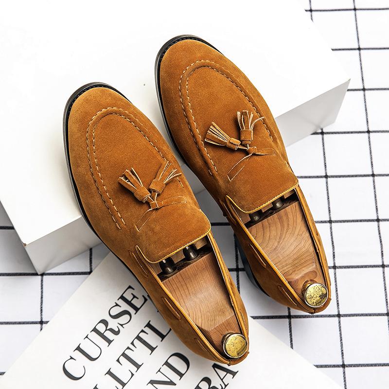Mocasines de moda para hombre de comercio exterior otoño cubierta de pie zapatos Doudou perezoso un pedal suela blanda estilo británico zapatos casuales de cuero zapatos de hombre