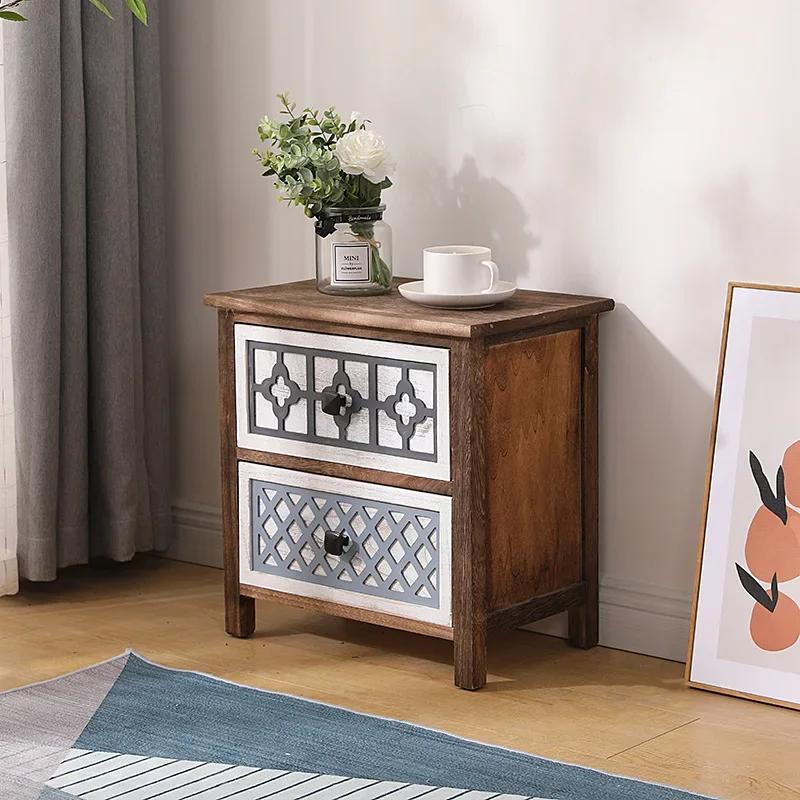 Solid Wood Multi-layer Drawer Cabinet – Retro Simple Storage Side Cabinet, Narrow Combination for Organizing