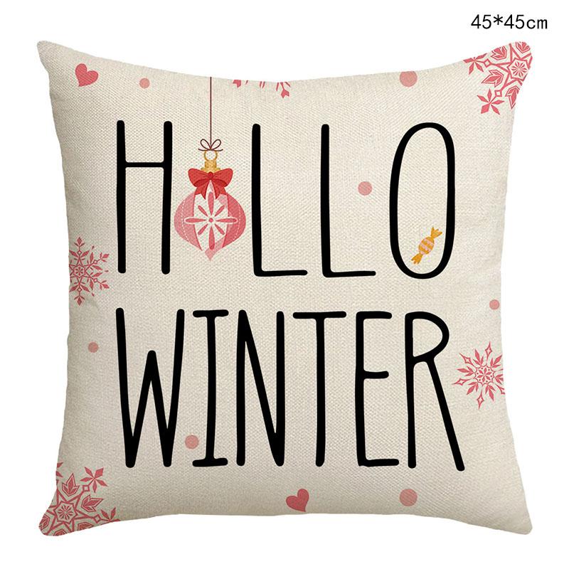 45X45Cm Pink Christmas Wood Man Pillowcase Girls Favors Winter Xmas Tree Linen Pillowcase Home New Year Sofa Cushion Cover