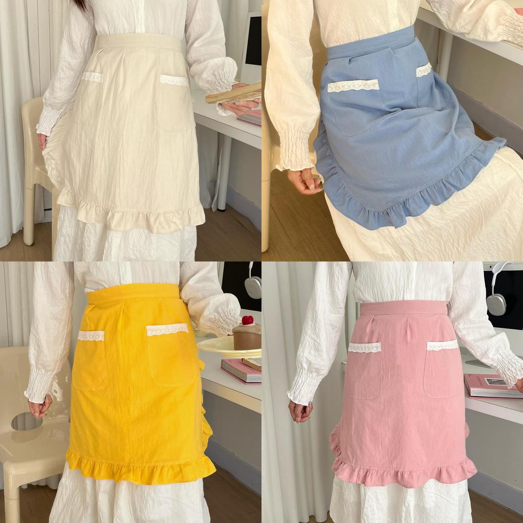 Tablier en Coton Imperméable avec Dentelle Design Mi-long pour la Cuisine Maison et l'Usage en Cuisine