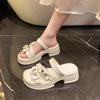 Fashion Flower Slippers Casual Female Shoes Glitter Slides Platform Luxury 2025 Jelly Soft Crystal Floral Slippers